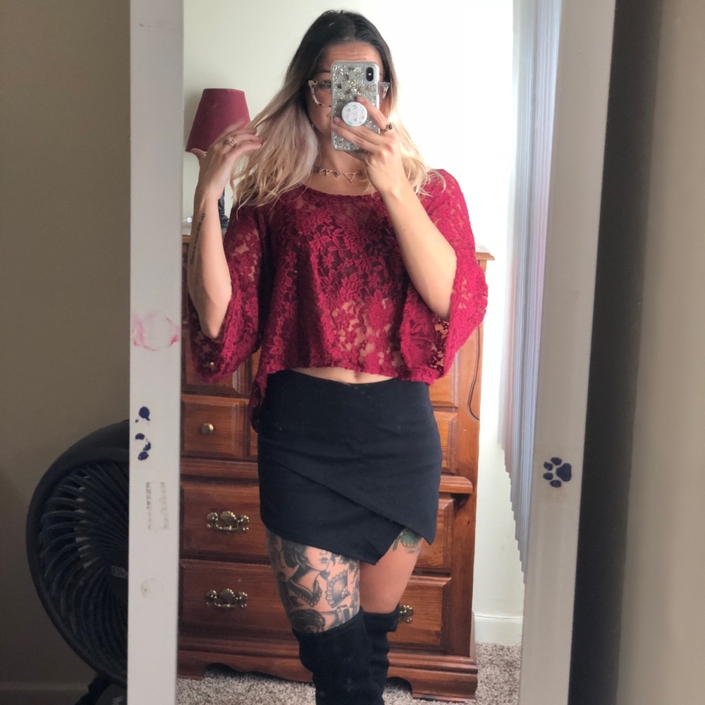 Bell sleeve lace top